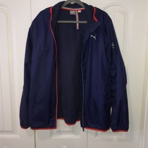 Puma light hooded rain jacket blue raincoat